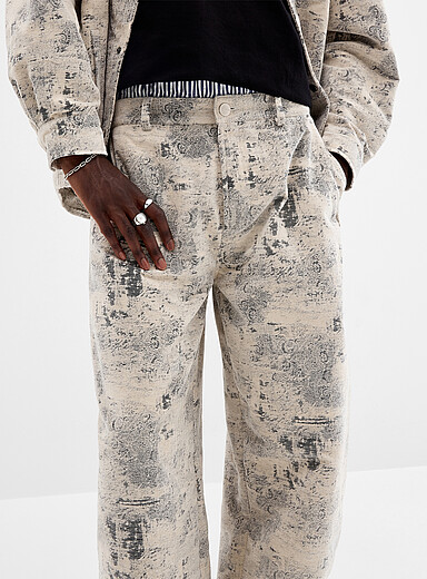 Jacquard velvet pant <b>Loose fit</b>