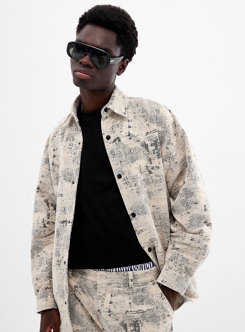 Jacquard velvet overshirt Loose fit product image 2
