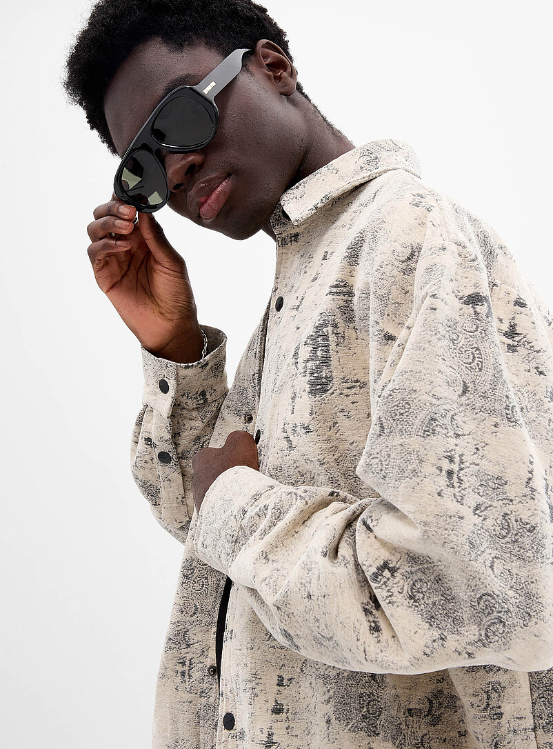 Jacquard velvet overshirt Loose fit product image 3