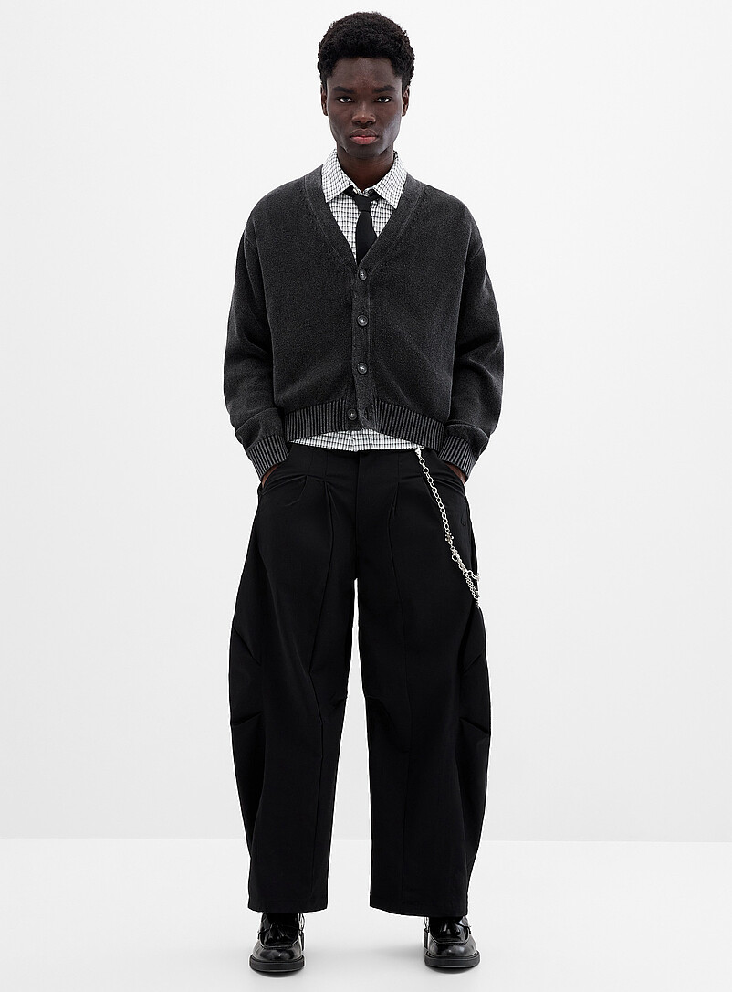 Loose Sateen Pleated Pant Barrel Fit