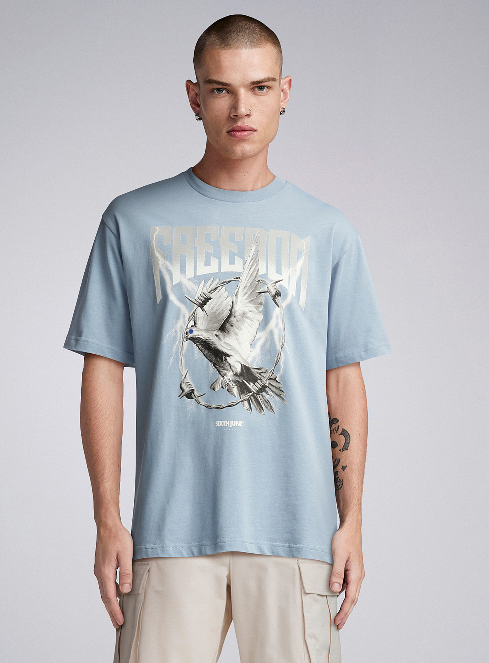 Sixth June Freedom Eagle T-shirt In Baby Blue