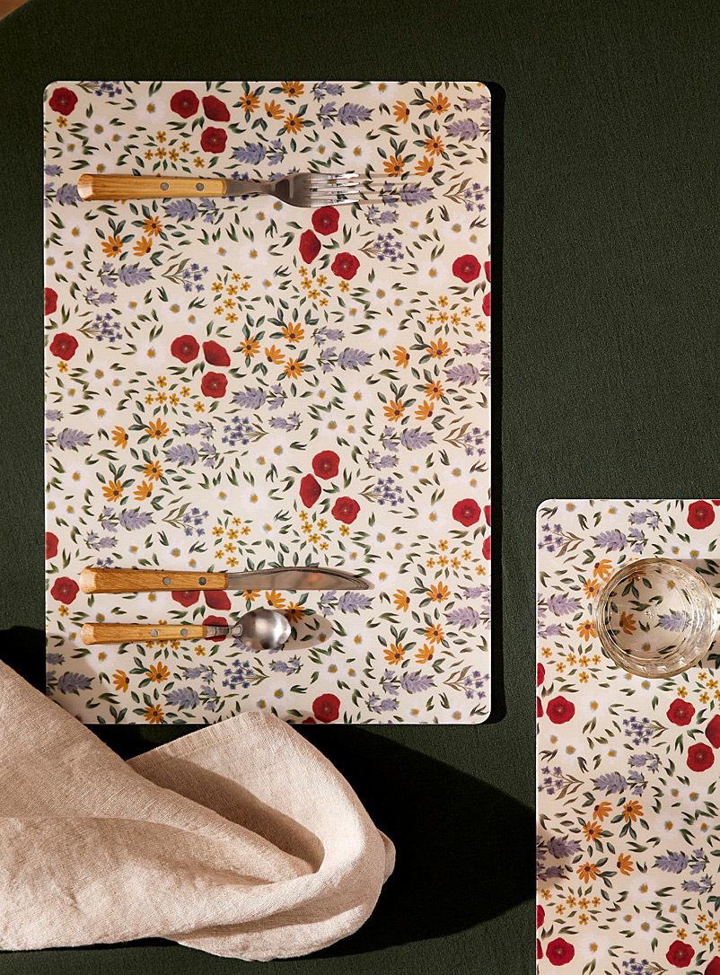 Simons Maison Assorted Fall flowers vinyl placemats Set of 2