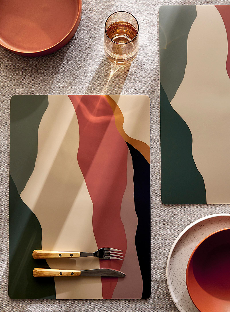 Simons Maison: Les napperons vinyle vagues colorées Ensemble de 2 Assorti