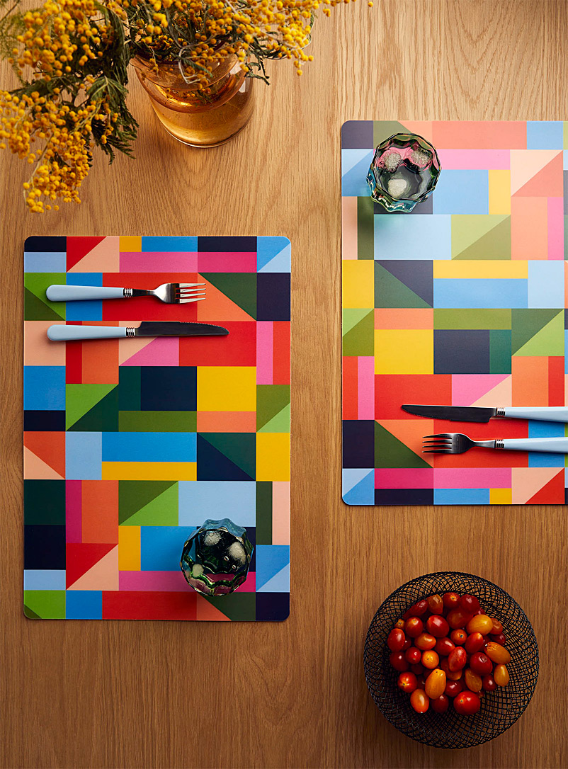 Simons Maison: Les napperons vinyle géométrie multicolore Ensemble de 2 Assorti