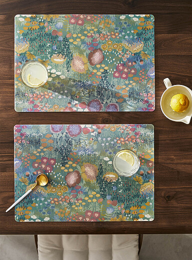Les napperons vinyle jardin abstrait Ensemble de 2