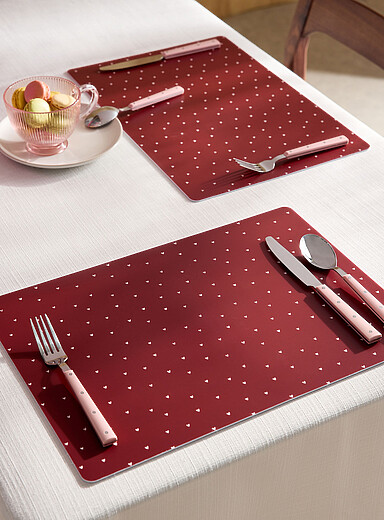 Simons Maison: Les napperons vinyle mini c&oelig;urs Ensemble de 2 Rouge &agrave; motifs