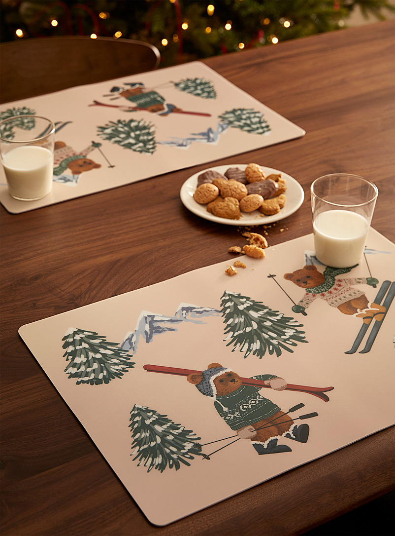 Simons Maison Assorted Skiing bears vinyl placemats Set of 2