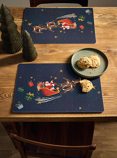 Retro Santa vinyl placemats Set of 2 <b>Christmas Collection</b>