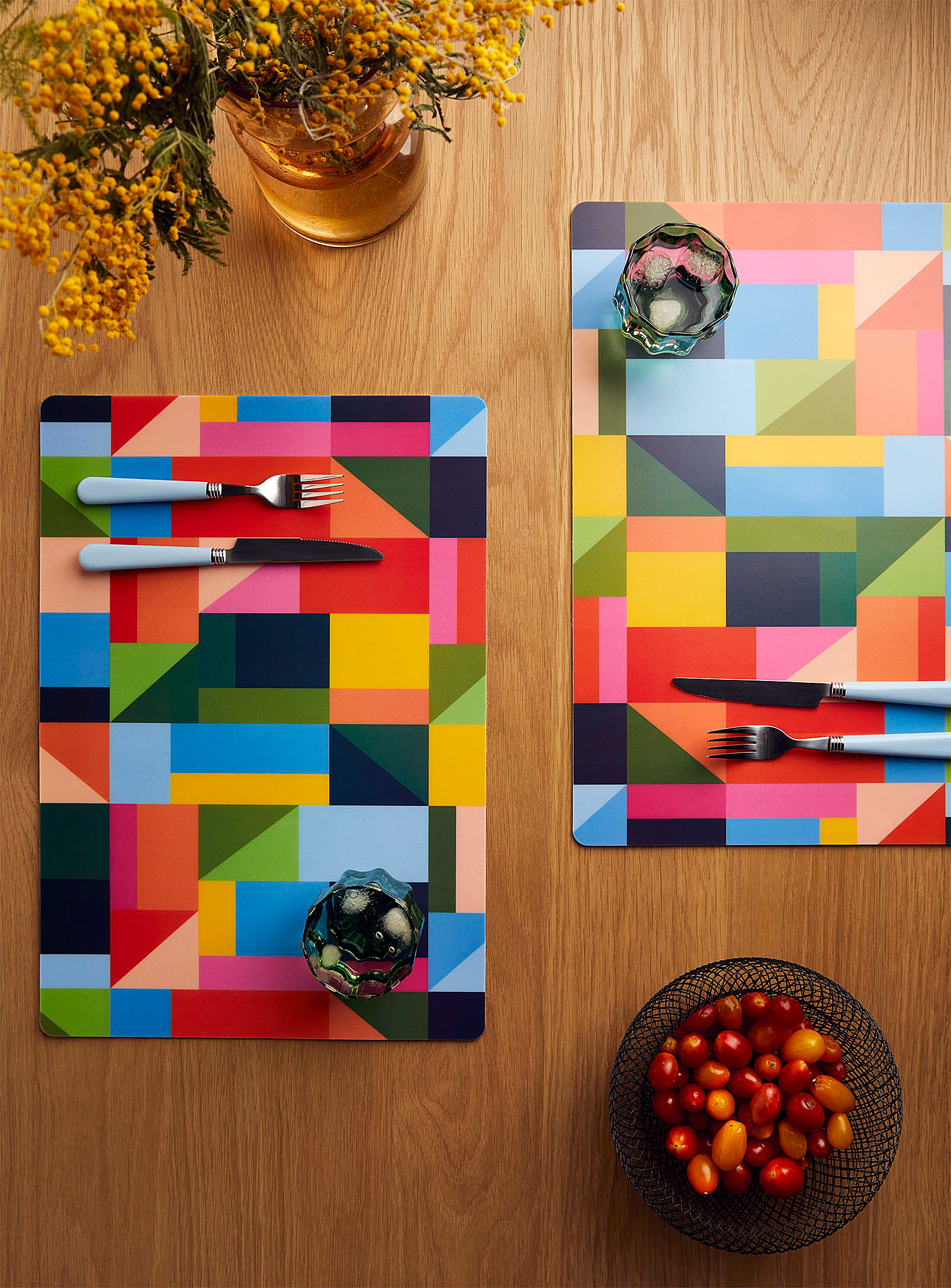 Simons Maison - Multicoloured geometric vinyl placemats Set of 2