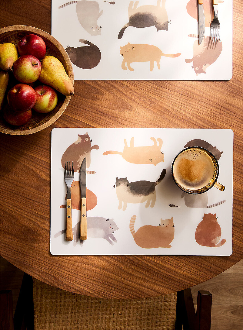 Large Cats Vinyl Placemats Set Of 2