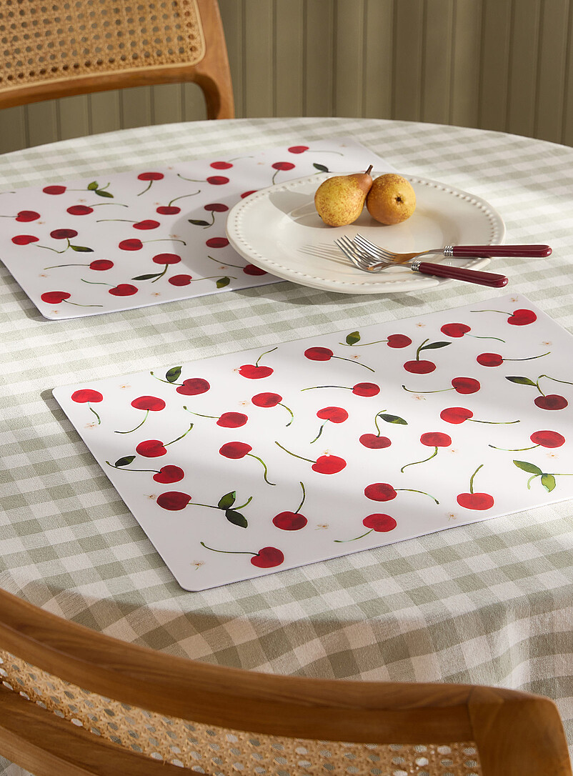 Small Cherries Vinyl Placemats Set Of 2