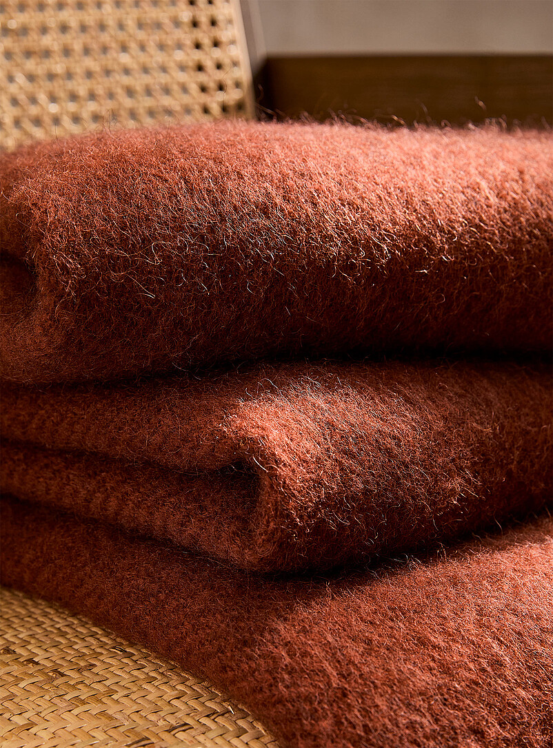Klippan Copper/Rust Gotland wool fringed fuzzy throw 130 x 200 cm