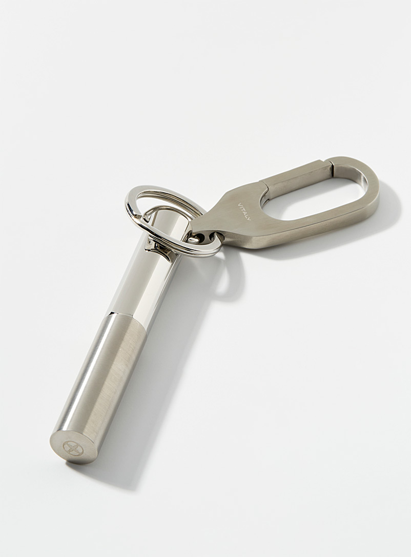 Vitaly Silver Scorch storage cylinder keychain for men
