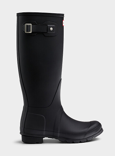 Hunter Black Matte black Original tall rain boots Women for women