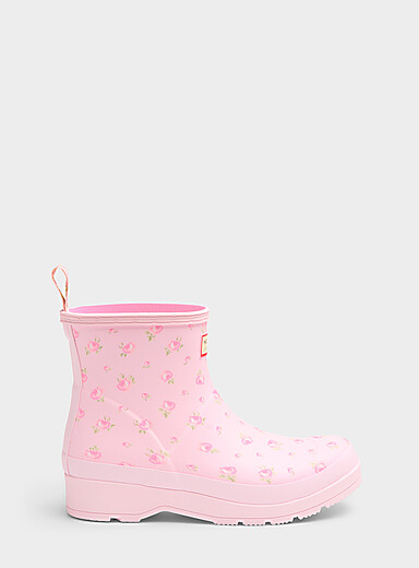 Hunter x LoveShackFancy: La botte de pluie courte roses romantiques Femme Rose p&acirc;le pour femme