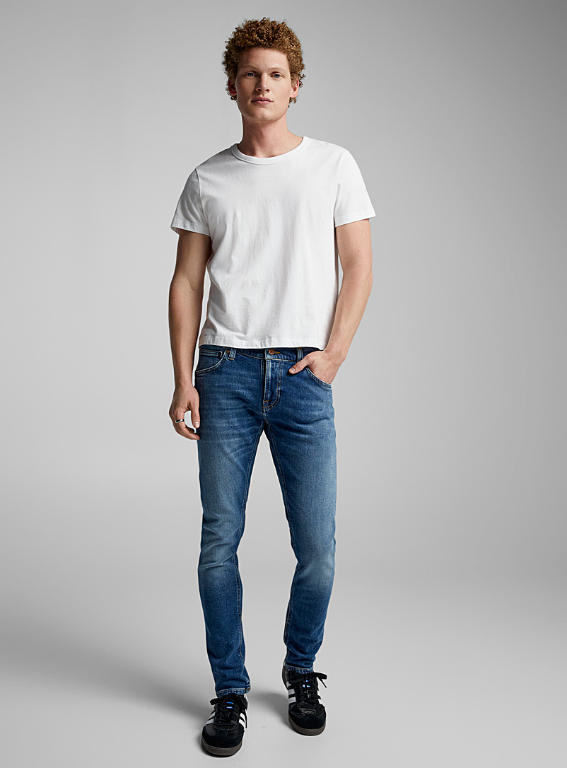 Nudie Jeans: Le jean Tight Terry bleu moyen Coupe ajustée Bleu pour homme
