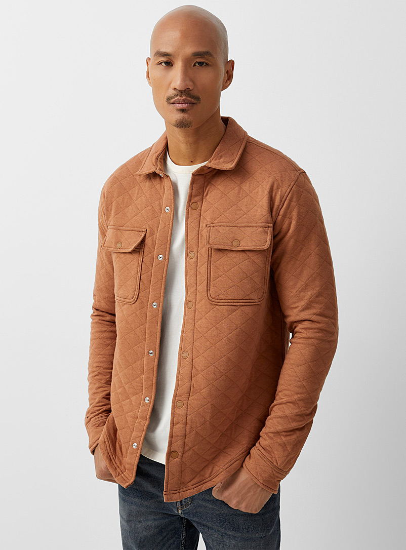 Tentree Dark Brown Colville quilted overshirt for men
