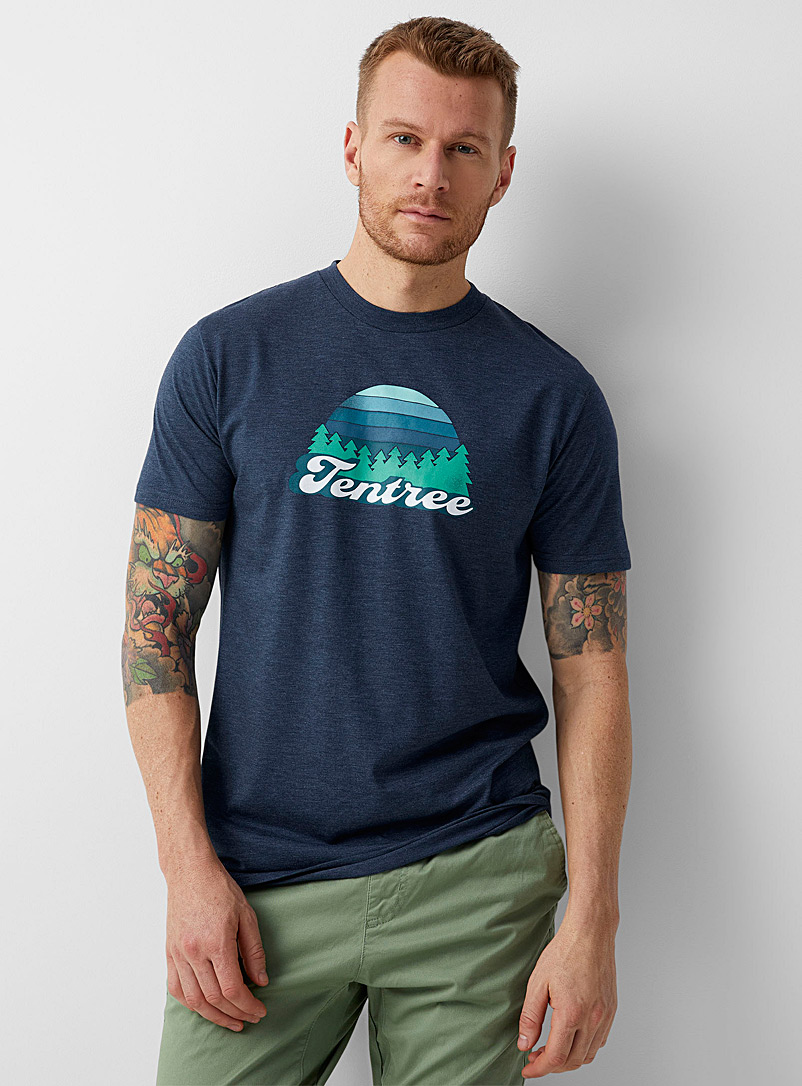 Tentree Sapphire Blue Retro logo T-shirt for men