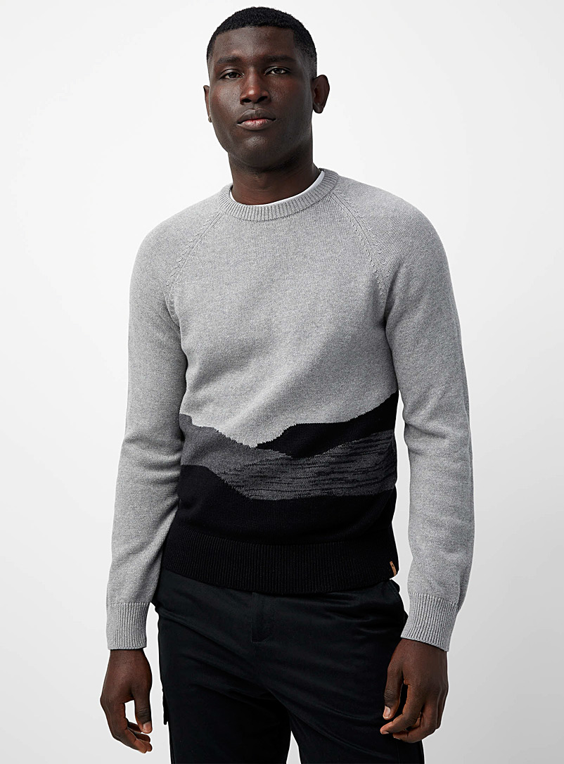 Tentree Grey Horizon jacquard sweater for men