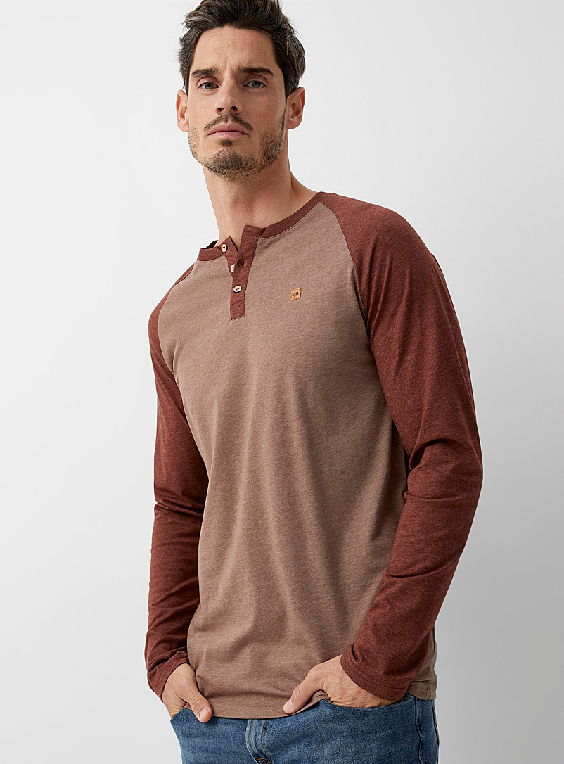 Tentree Copper Contrast sleeve Henley T-shirt for men