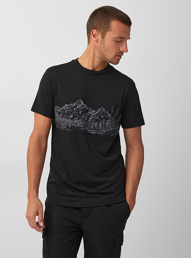 Tentree Black Nocturnal panorama T-shirt for men