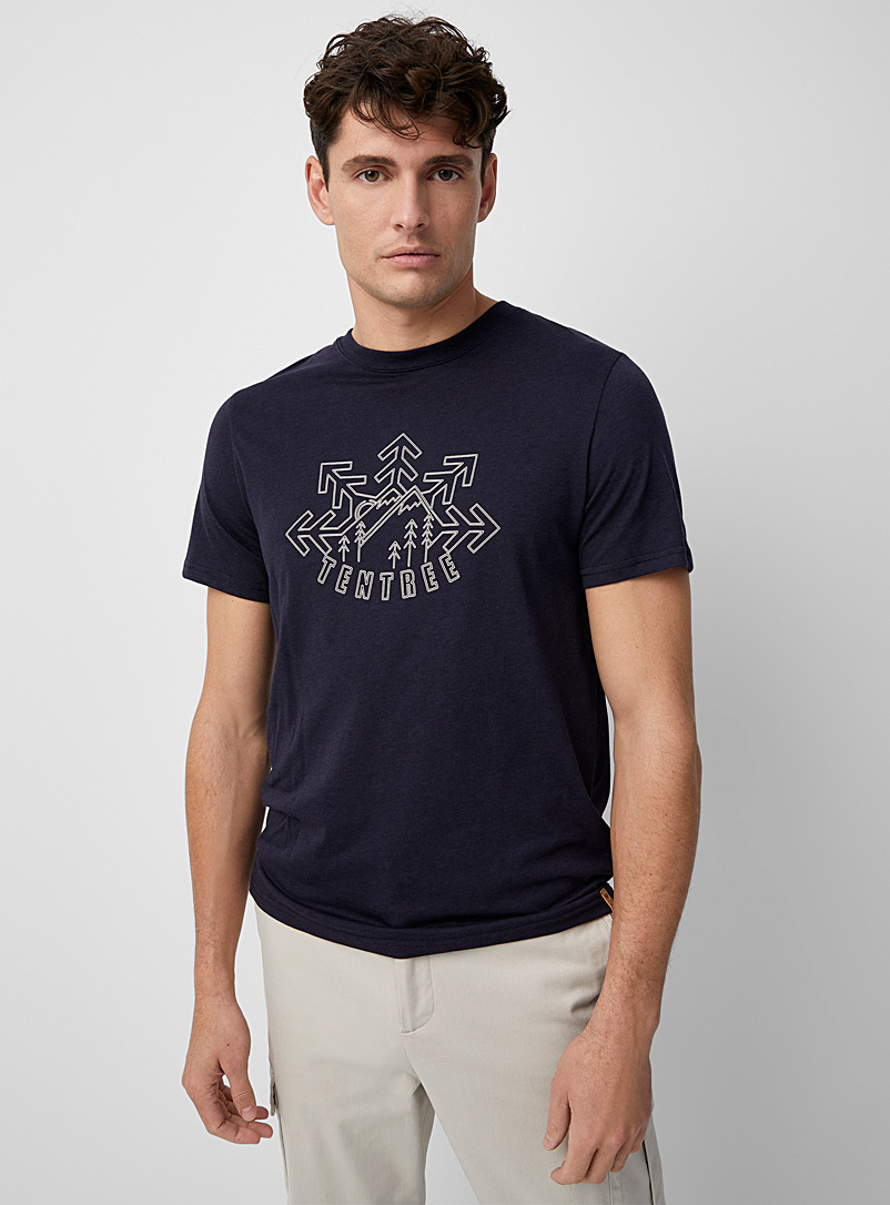Tentree Dark Blue Mountain snowflake T-shirt for men