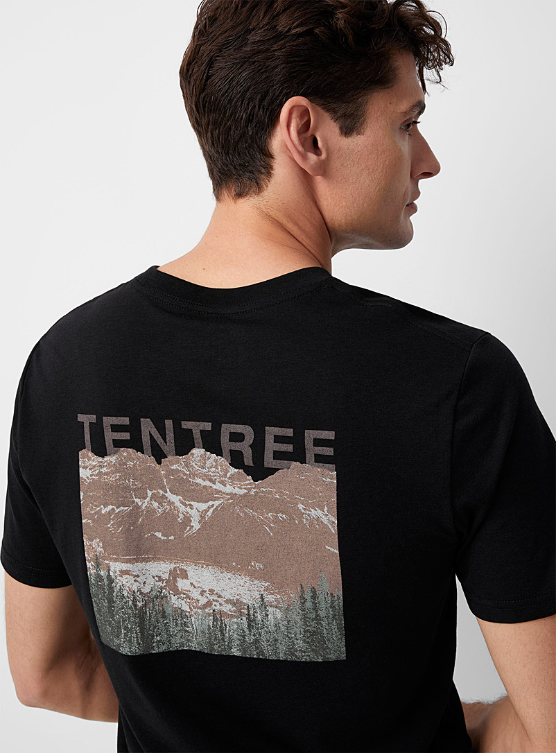 Tentree Black Natural panorama T-shirt for men