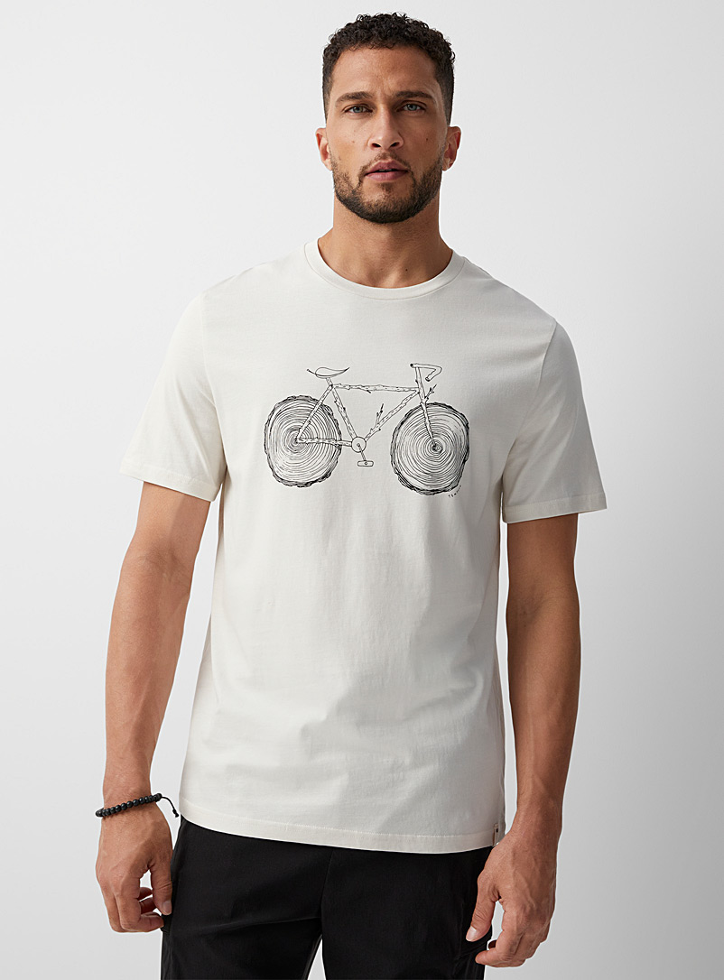 Tentree White Wooden bike T-shirt for men