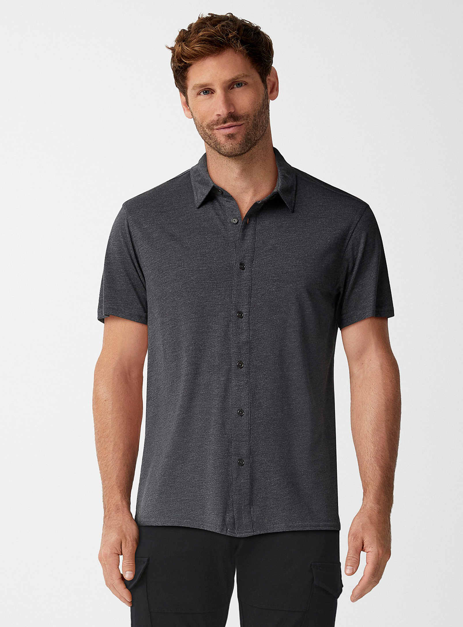 Tentree Heathered Jersey Shirt In Black