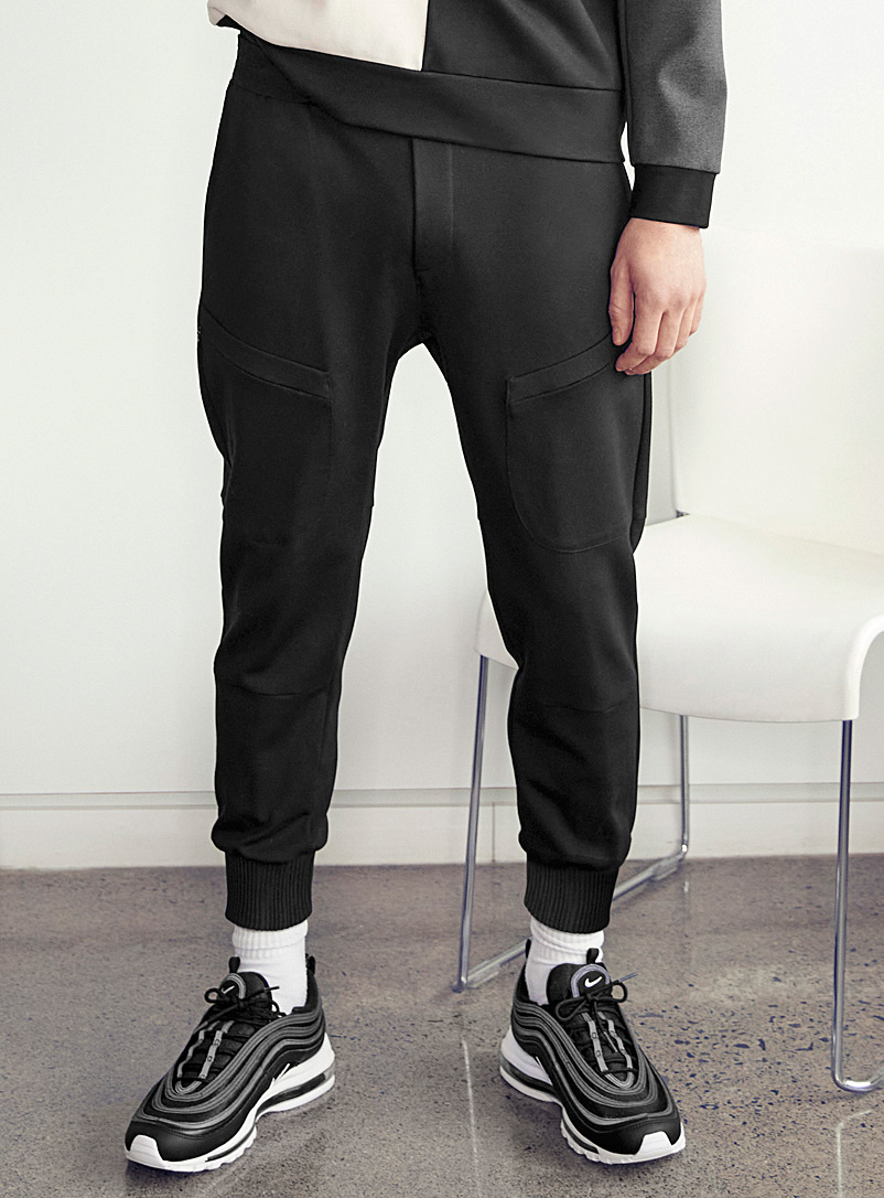 Le 31: Le jogger jersey construit Noir pour homme