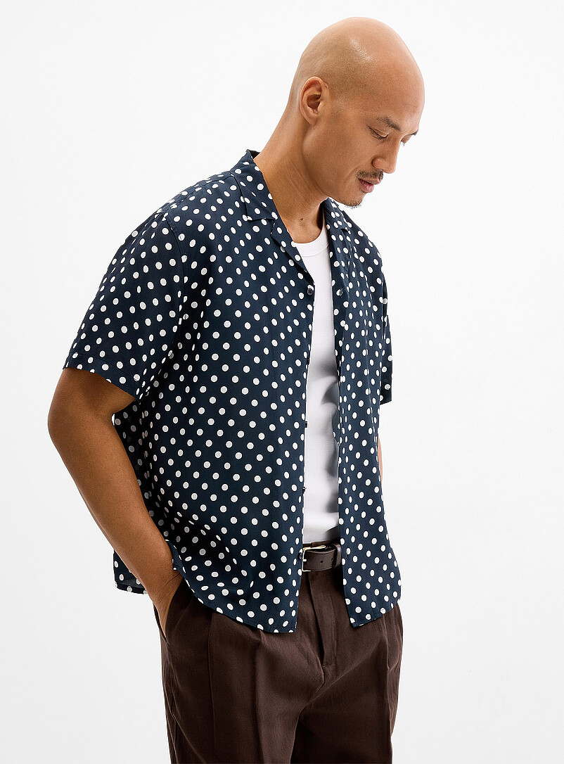 Le 31: La chemise cabana pois hypnotiques <b>Coupe confort</b> Blanc et noir pour homme
