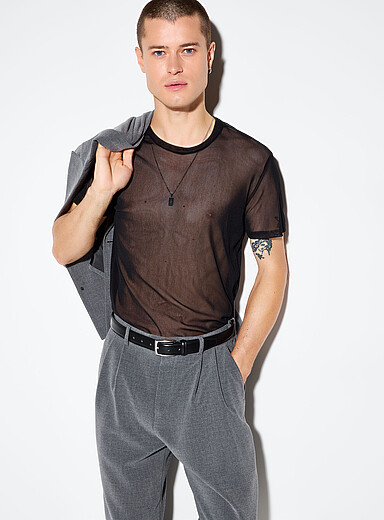 Le 31 Black Micro-mesh T-shirt <b>Exclusive collection from Italy</b> for men
