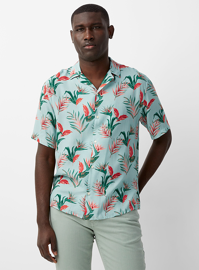 Le 31 Dusky Pink Birds of paradise camp shirt Comfort fit for men