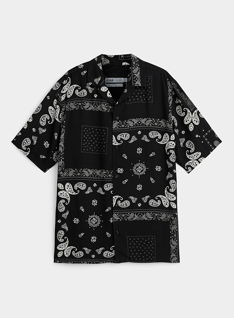 Black and white bandana camp shirt 