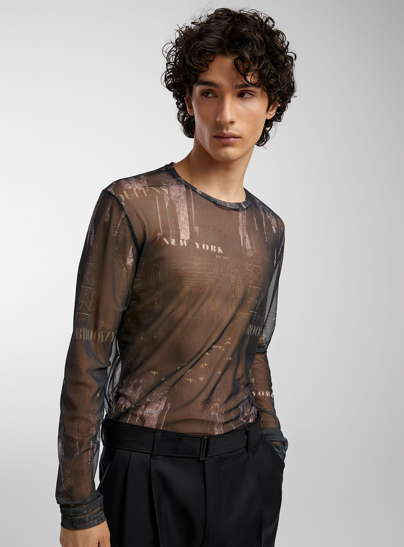 Le 31 Printed Mesh T-shirt In Oxford
