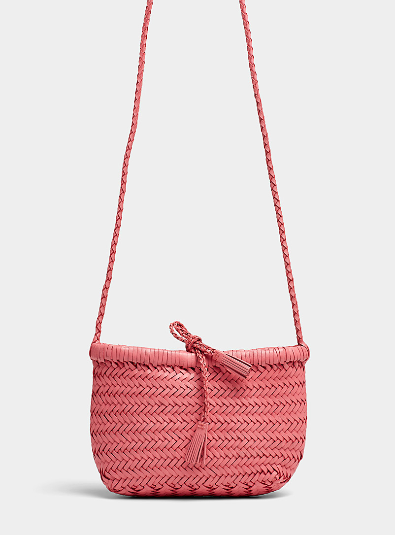 Dragon Pink Minsu braided zigzag leather bag for women