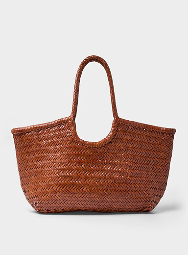 Le grand sac panier cuir natt&eacute; Nantucket