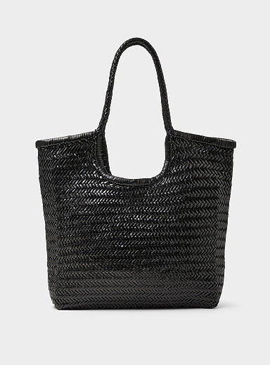 Le sac cuir tress&eacute; chevrons