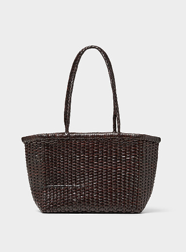 Basketweave pattern small leather bag
