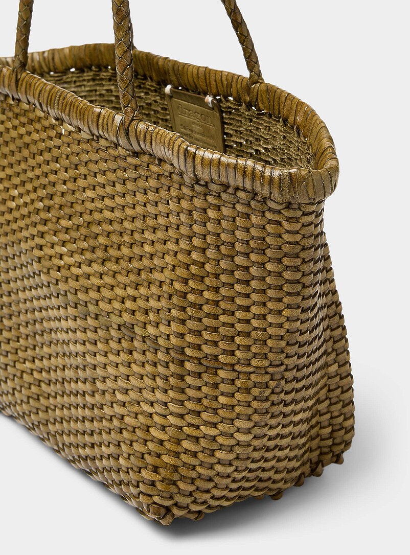 Dragon Diffusion: Le petit sac cuir tressage panier Chocolat - Espresso pour femme
