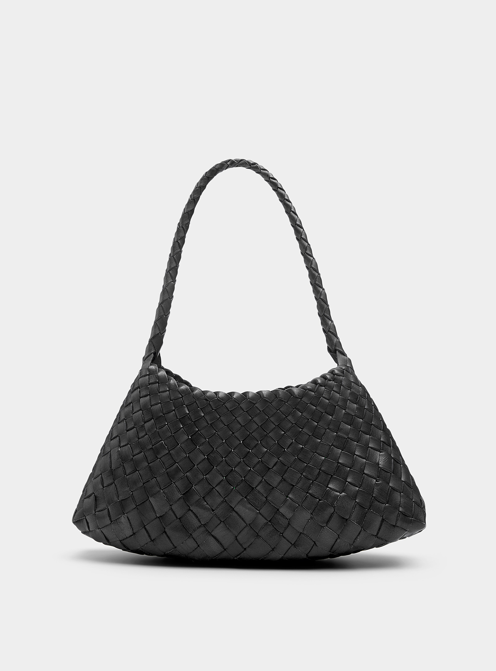 Dragon Rosanna Braided Leather Trapezoid Bag In Black