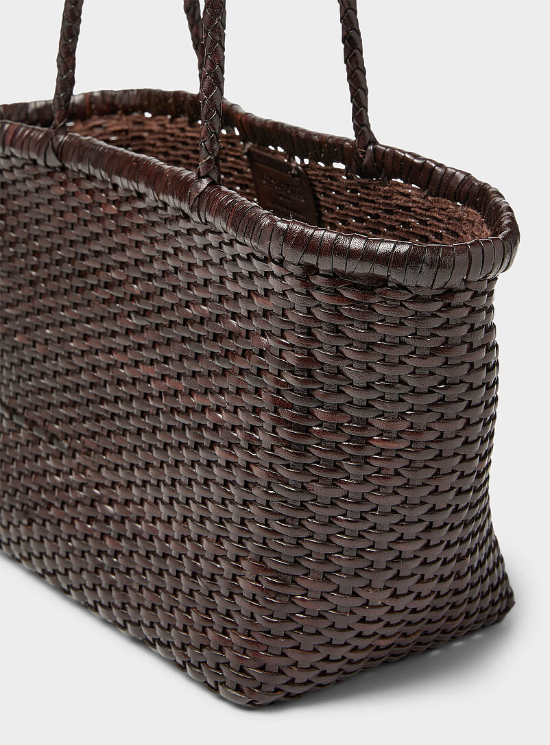 Basketweave pattern small leather bag product image 2