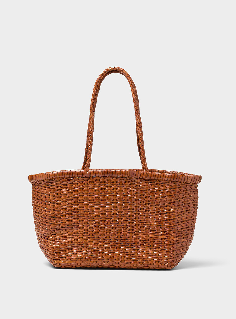 Basketweave Pattern Small Leather Bag