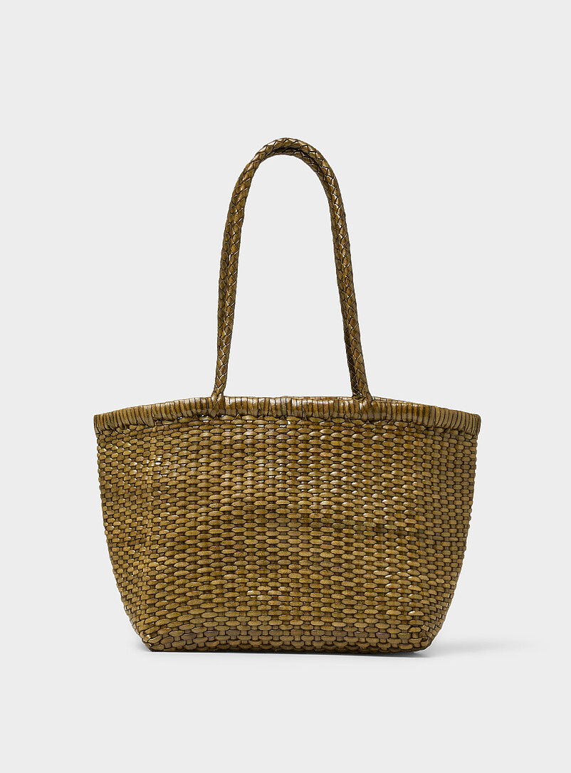 Basketweave Pattern Small Leather Bag