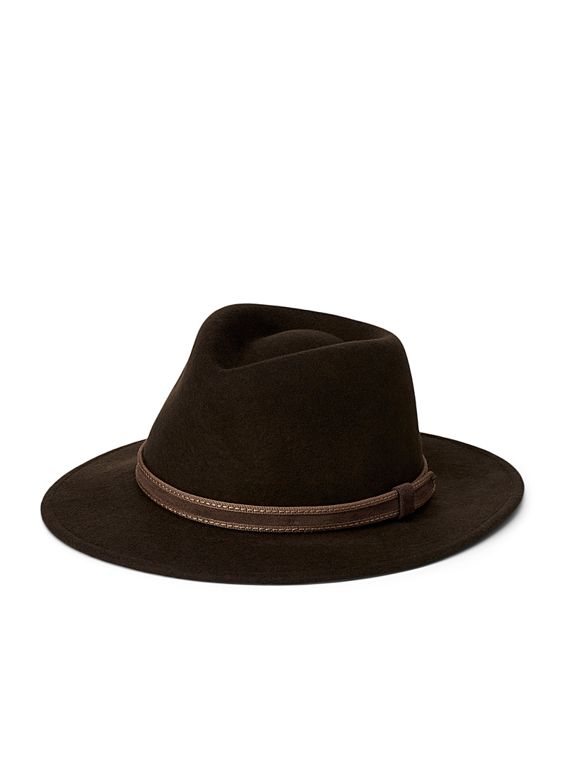 Le 31 Fawn Topstitched band fedora for men