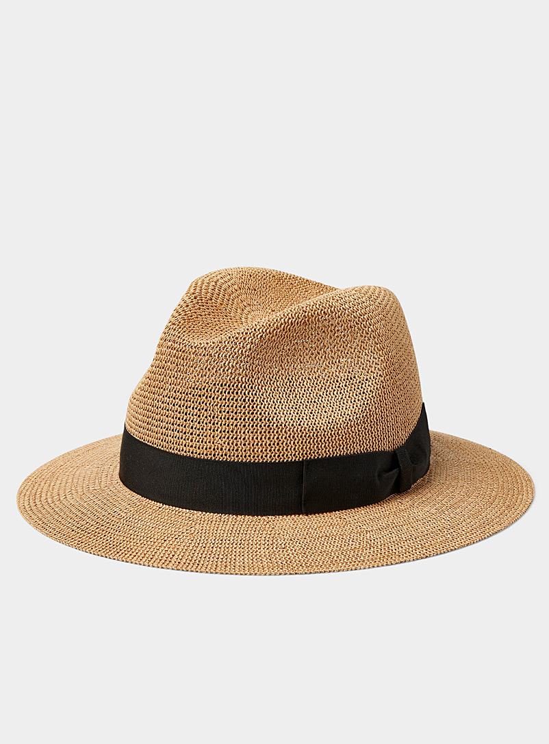 Le 31 Brown Black-band straw fedora for men