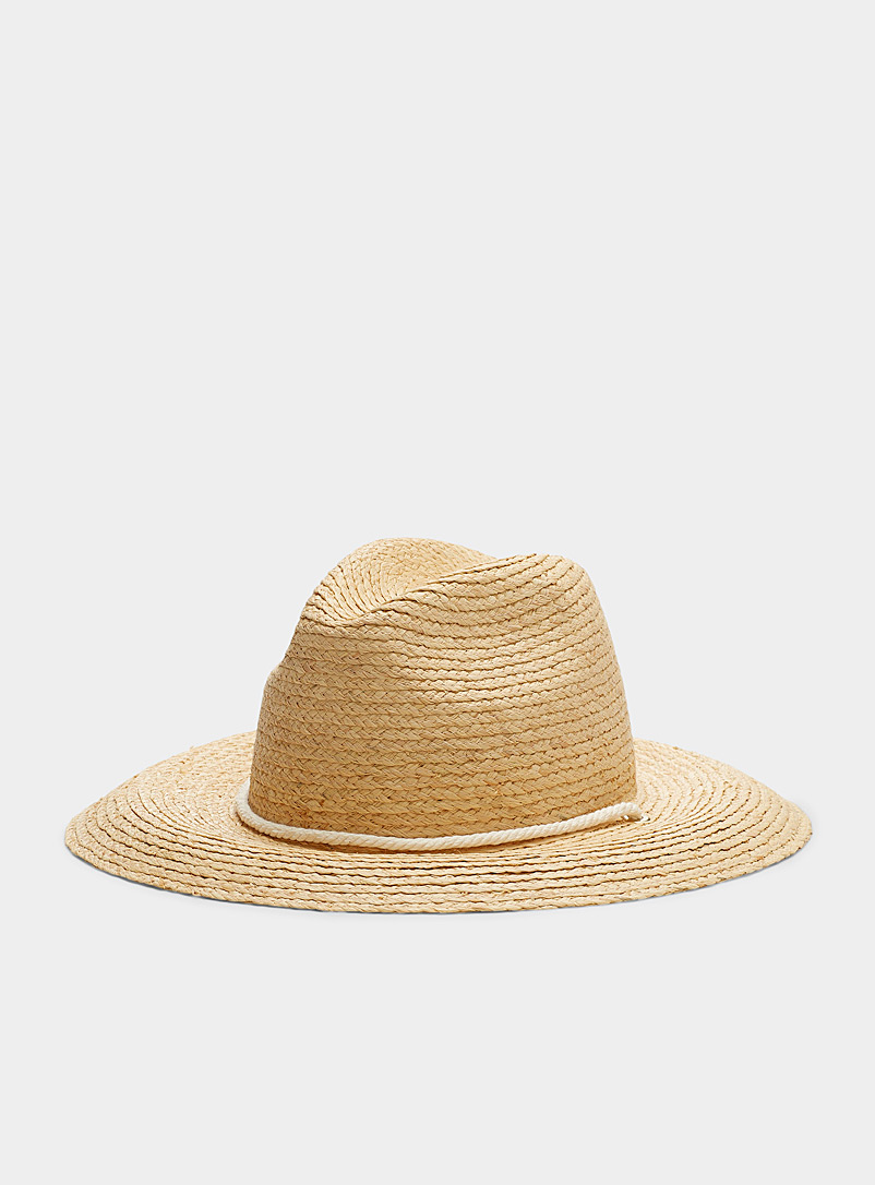 Le 31 Ivory White Leather-band raffia hat for men