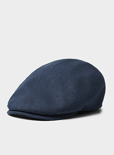 Le 31 Blue Linen-cotton herringbone driver cap for men