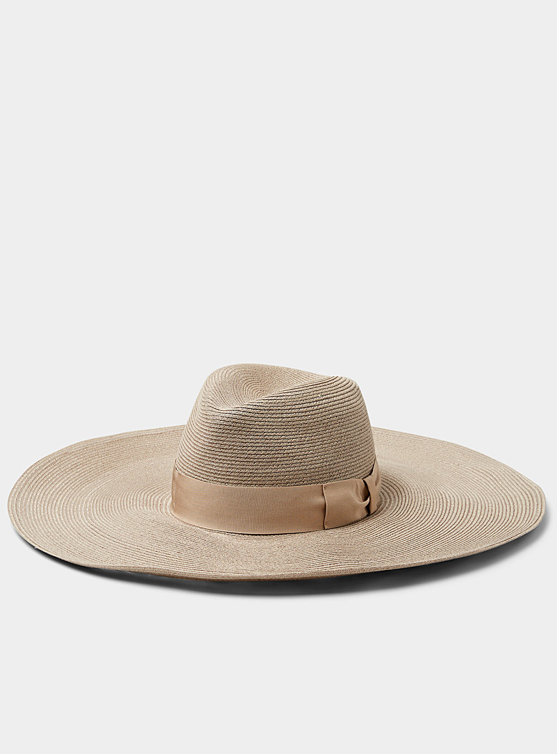 Taupe hemp wide-brimmed hat