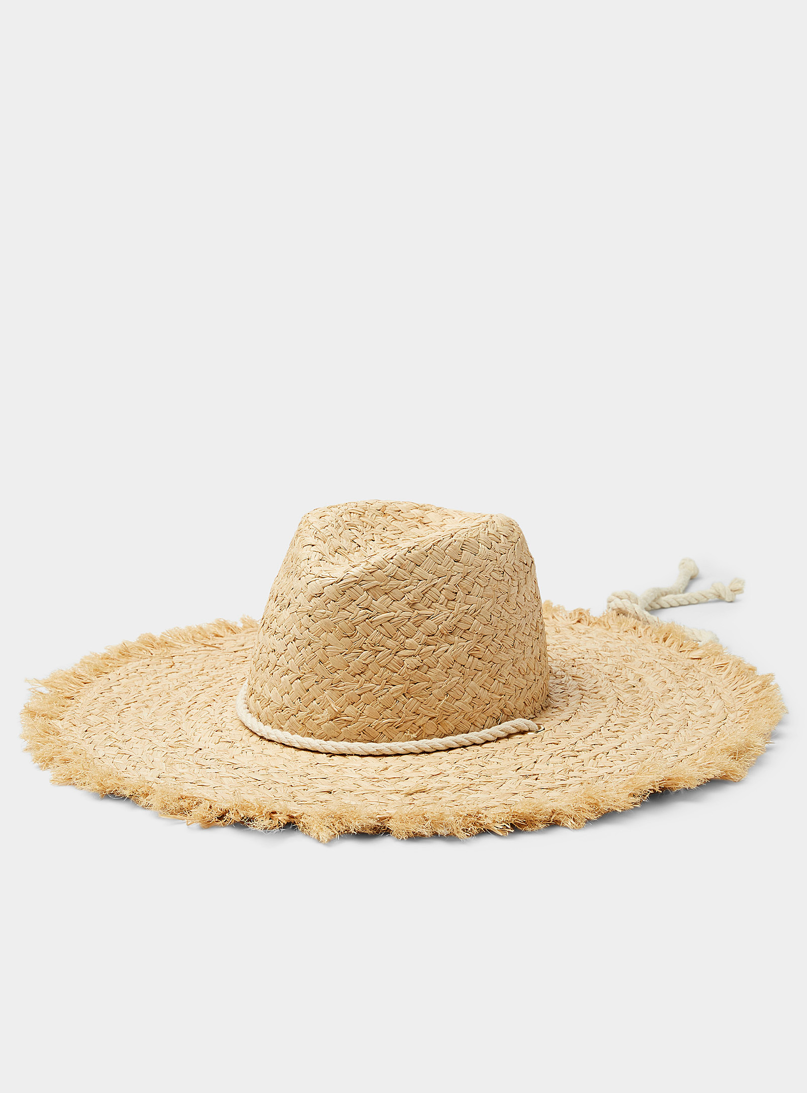 Le 31 Large Frayed-brim Straw Hat In Light Brown